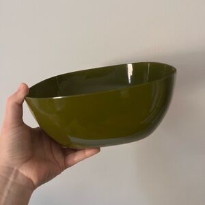 Cathrineholm Holland large square bowl avocado green enamelware VTG midcentury